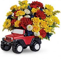 Jeep Wrangler King of the Road Teleflora Photo of Jeep Wrangler themed bouquet by Teleflora