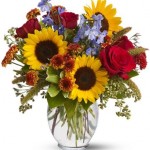Order online now! Glass Bowl Sunflowers Arrangement