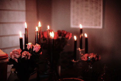Candles and roses - great for both Halloween and romance!