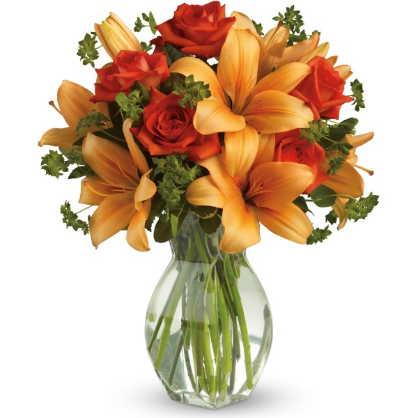 Fiery Lily and Rose In Vase - BF6397