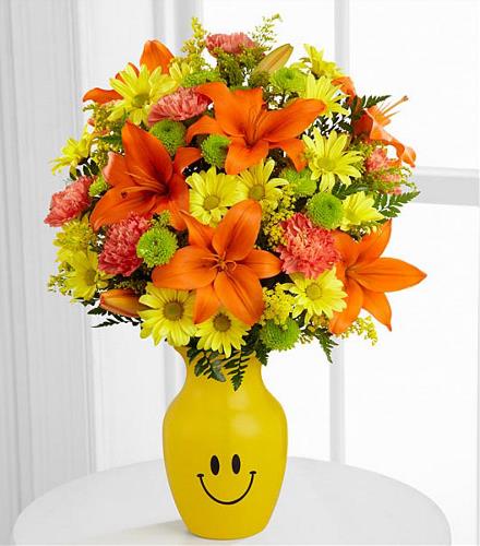 Keep Smiling Mixed Flowers Smile Vase - BF2905