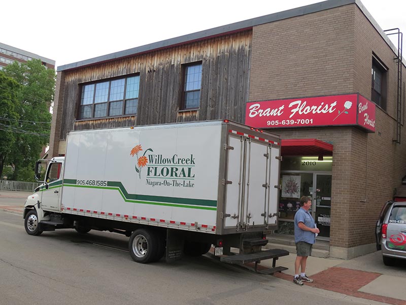 The Willow Creek Floral truck delivers the fresh flowers first thing in the morning every Monday, Wednesday and Friday at Brant Florist shop