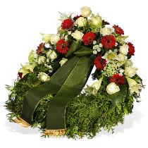 International Destinations - Wreath with Ribbon Florist Designed - WRR Photo of Wreath with Ribbon Florist Designed - WRR