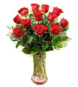Valentines Day Flowers - Long Stemmed Roses 12 Vased - 8912 Photo of Long Stemmed Roses 12 Vased - 8912