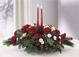 Christmas Corporate Gifts - Red and White Centerpiece Twin Candles - B11-2921 Photo of Red and White Centerpiece Twin Candles - B11-2921