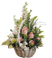 Deliver Flowers - Blushing Beauty Basket of Flowers - C8-3023 Photo of Blushing Beauty Basket of Flowers - C8-3023