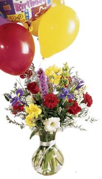Send Birthday Flowers - Colorburst Birthday Balloons and Flowers - C50-3522 Photo of Colorburst Birthday Balloons and Flowers - C50-3522