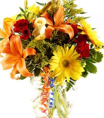 Fresh Cut Flower Bouquets - Fall Cut Bouquet Gift Wrapped - BF2941 Photo of Fall Cut Bouquet Gift Wrapped - BF2941