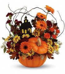 Fall Flowers and Plants - Teleflora's Haunted House Bouquet - T14H100 Photo of Teleflora's Haunted House Bouquet - T14H100