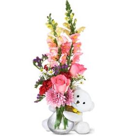 Valentines Day Flowers - Bear Hug Flower Vase TF19-2 - TF19-2 Photo of Bear Hug Flower Vase TF19-2 - TF19-2