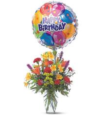 Send Birthday Flowers - Birthday Flowers and Balloon Bouquet - TF42-1 Photo of Birthday Flowers and Balloon Bouquet - TF42-1