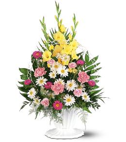 Traditional Funeral Tributes - Basket of Faith Sympathy Flowers - TF187-4 Photo of Basket of Faith Sympathy Flowers - TF187-4