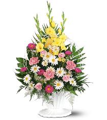 Deliver Flowers - Basket of Faith Sympathy Flowers - TF187-4 Photo of Basket of Faith Sympathy Flowers - TF187-4