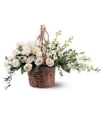 Wicker Basket Flowers - Basket of Light TF All White - TF194-3 Photo of Basket of Light TF All White - TF194-3