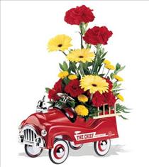 New Baby Gifts - Fire Engine Flowers - T05J100 Photo of Fire Engine Flowers - T05J100
