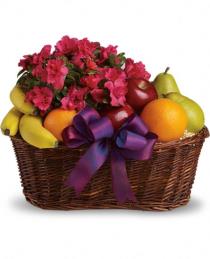 Gift Baskets Fruit Gourmet - Fruits and Blooms Basket - T107-3 Photo of Fruits and Blooms Basket - T107-3