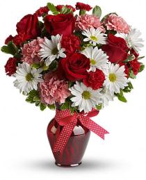 Order Flowers in Vase - Hugs and Kisses Bouquet with Red Roses - T11Z100 Photo of Hugs and Kisses Bouquet with Red Roses - T11Z100