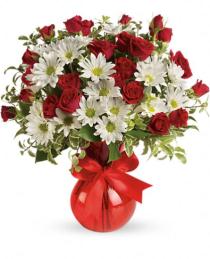 Floral Vase Arrangements - Red White And You Bouquet by Teleflora - TEV23-2 Photo of Red White And You Bouquet by Teleflora - TEV23-2