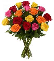 Anniversary Flowers - Long Stem Mixed Roses - F492 Photo of Long Stem Mixed Roses - F492