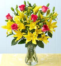 Order Flowers in Vase - Roses and Lilies Vased - 80RL Photo of Roses and Lilies Vased - 80RL