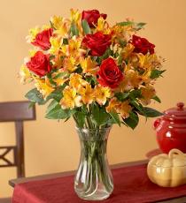 Floral Vase Arrangements - Roses and Alstromeria - 800RA Photo of Roses and Alstromeria - 800RA