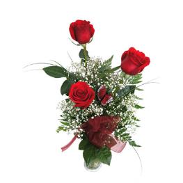 Valentines Day Flowers - 3 Rose Bud Vase - BF9017 Photo of 3 Rose Bud Vase - BF9017