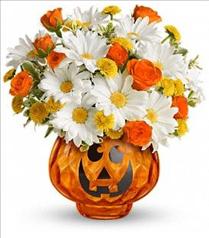 Halloween Gifts - Teleflora's Glass-O'-Lantern Bouquet - T11H200 Photo of Teleflora's Glass-O'-Lantern Bouquet - T11H200