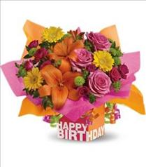 Send Birthday Balloons - Teleflora's Rosy Birthday Present - T20-1 Photo of Teleflora's Rosy Birthday Present - T20-1