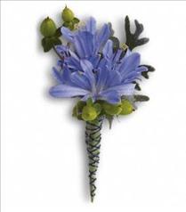 Boutonnieres - Corsages - Hair flowers - Bold and Blue Boutonniere - T203-4 Photo of Bold and Blue Boutonniere - T203-4