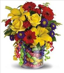 Birthday Floral Arrangements - Teleflora's Birthday Ribbon Bouquet - T22-3 Photo of Teleflora's Birthday Ribbon Bouquet - T22-3
