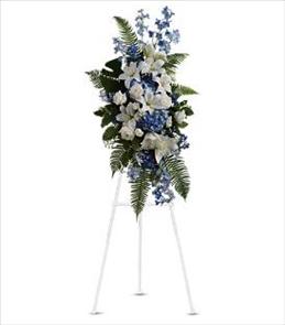 Funeral Floral Arrangements - Ocean Breeze Spray Blue and White - T246-2 Photo of Ocean Breeze Spray Blue and White - T246-2