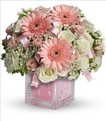 New Baby Gifts - Baby's First Block by Teleflora - Pink - T37-2 Photo of Baby's First Block by Teleflora - Pink - T37-2